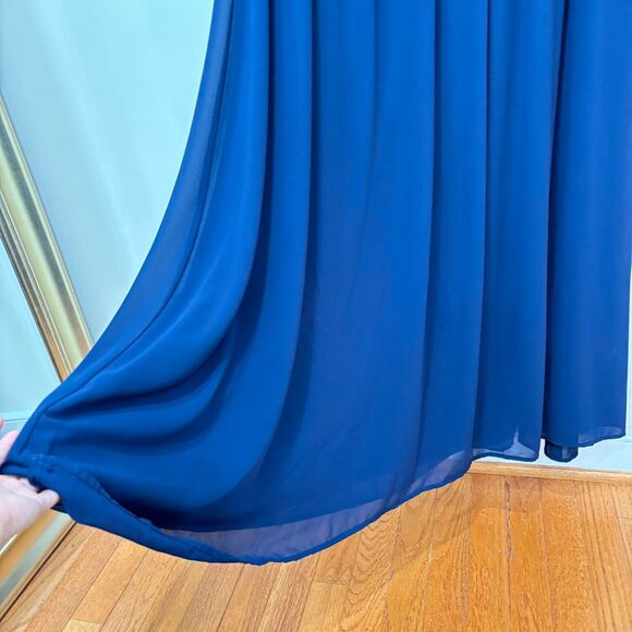 Lulus Navy Blue Crochet Lace Maxi Dress L Open Back Sexy Bridesmaid Wedding - Picture 5 of 15